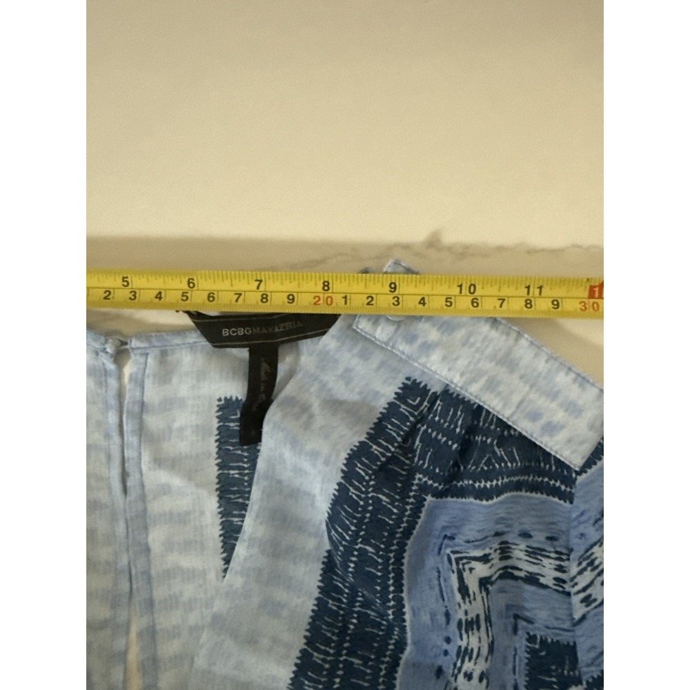 BCBG MAXAZRIA SIZE S SOREN BLUE PRINT V-NECK ROMPER - Picture 10 of 11